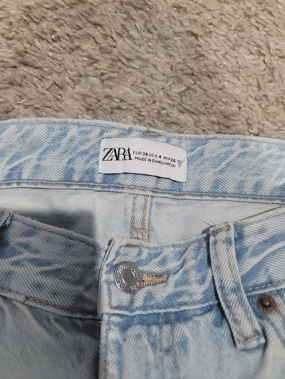 Zara Mid Rise Light Blue Wash TRF Belt Loop Cargo Wide Leg Jeans 4 - Picture 10 of 11